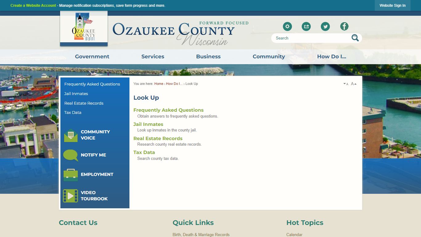Look Up | Ozaukee County, WI - Official Website
