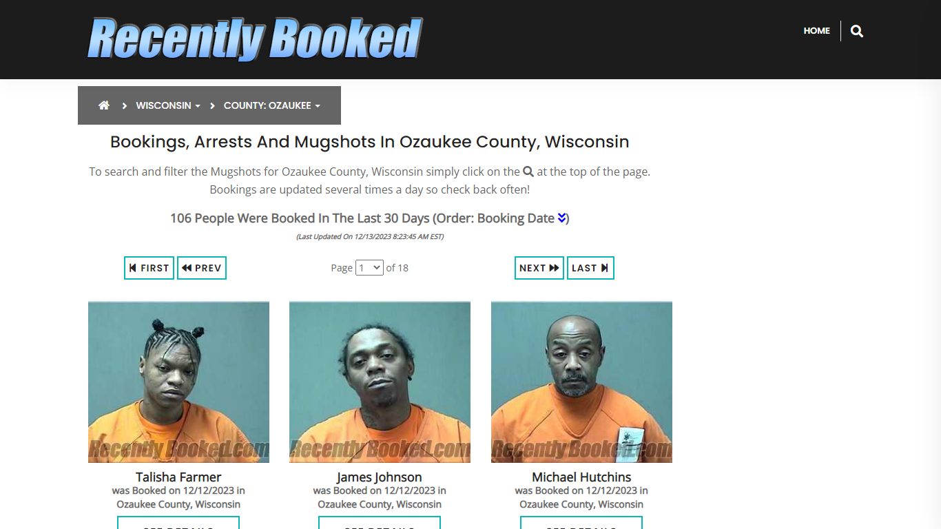 Bookings, Arrests and Mugshots in Ozaukee County, Wisconsin